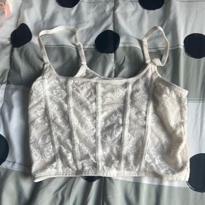 white lace crop top